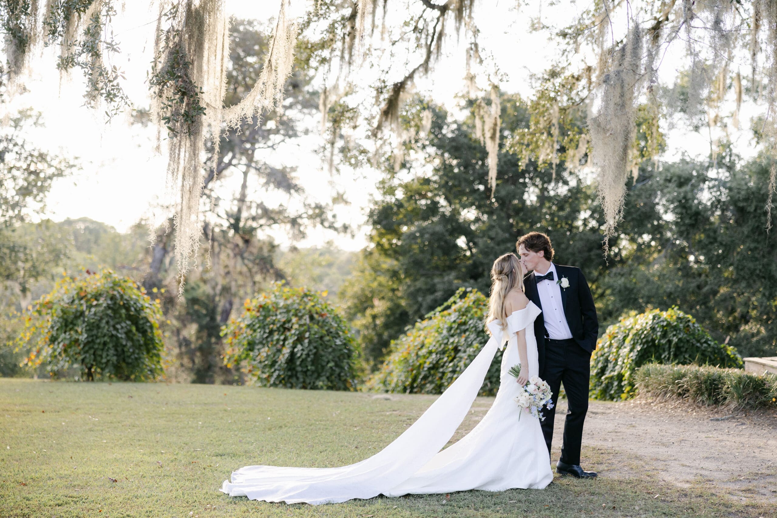 Couple photos in the vineyards at Fox Hill Plantation